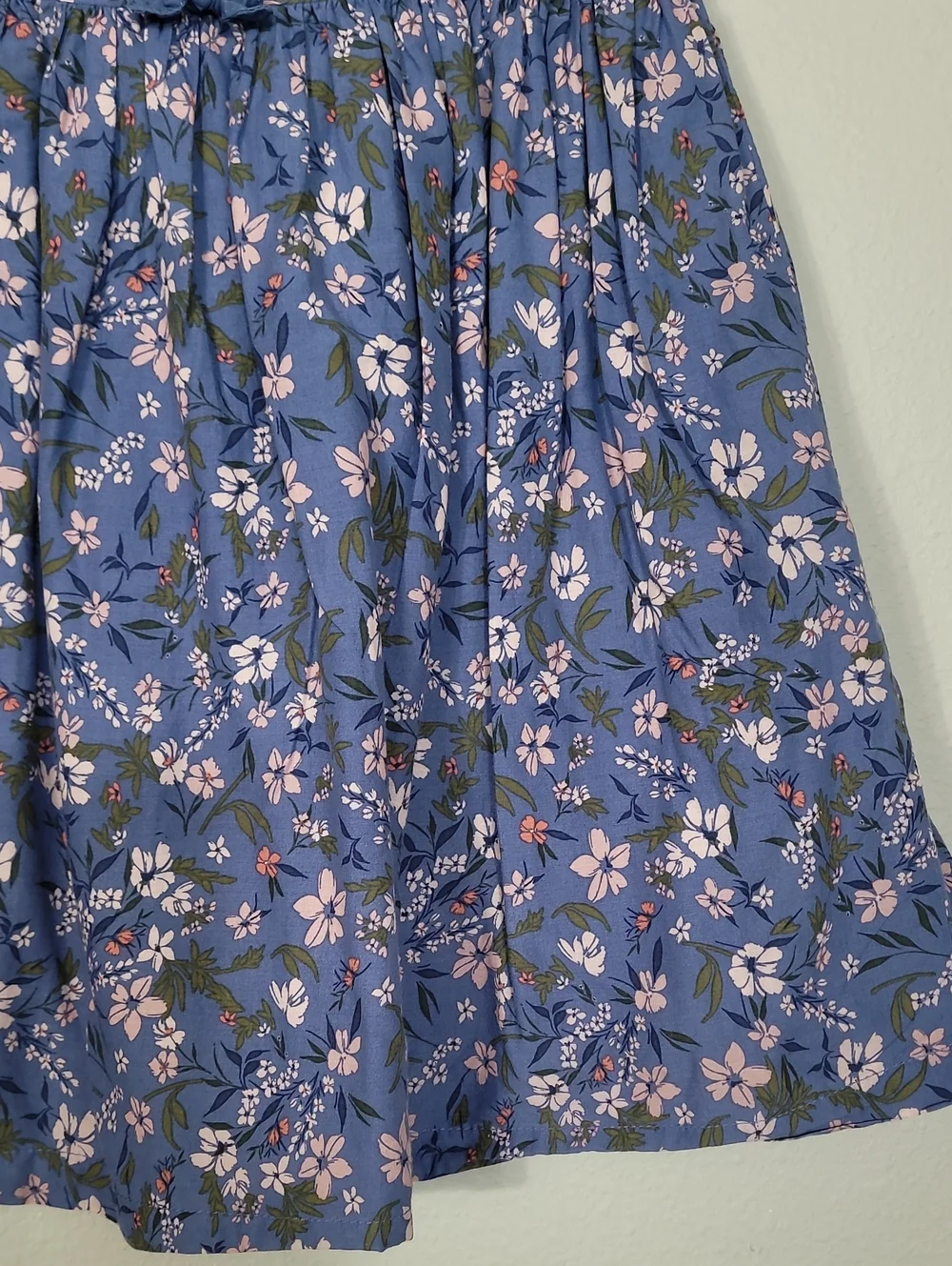 OshKosh Bgosh Girls Floral Dress Size 5 Blue Cotton Fit & Flare Garden Easter